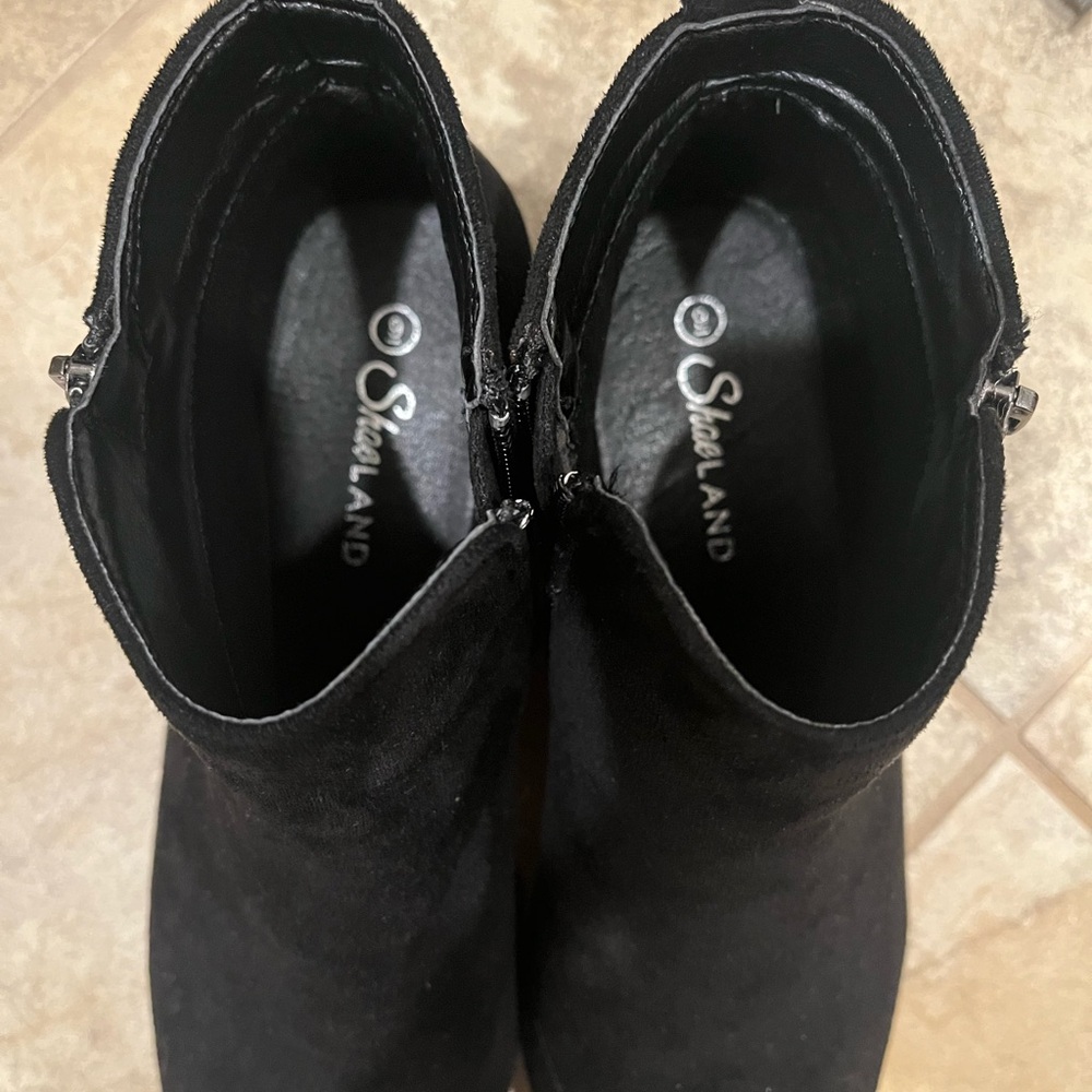 Shealand Black Suede-Look Ankle Booties with Side Zip